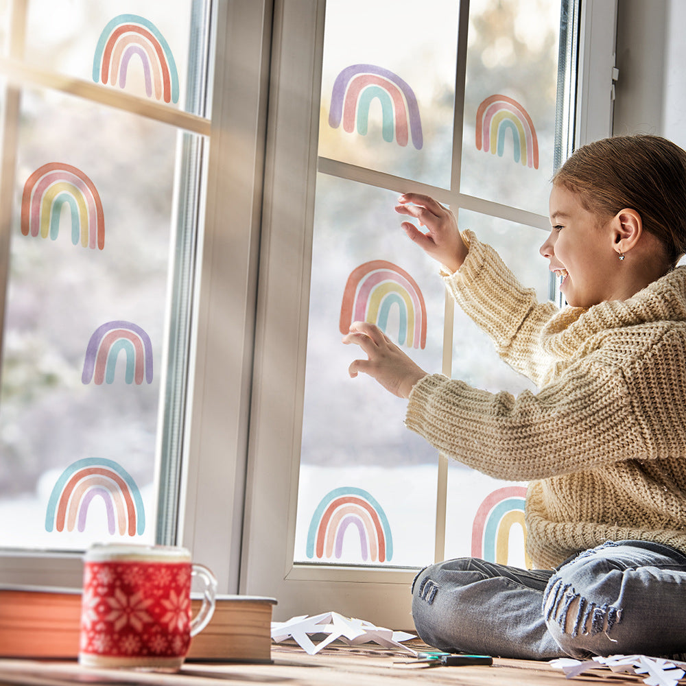 Peel and Stick PVC Small Watercolor Rainbow Wall Stickers