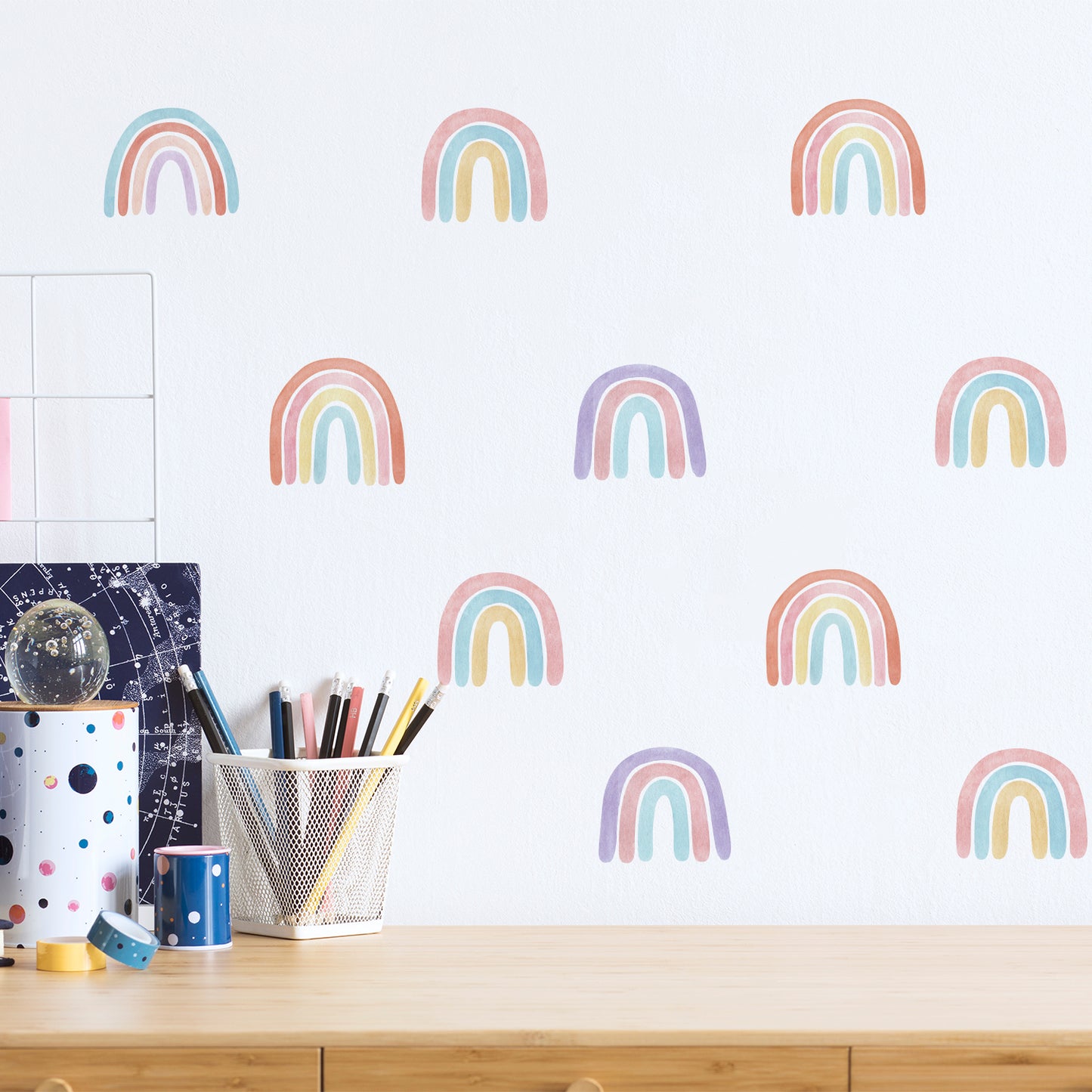 Peel and Stick PVC Small Watercolor Rainbow Wall Stickers