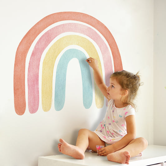 Peel and Stick Large Boho PVC Watercolor Rainbow Wall Stickers