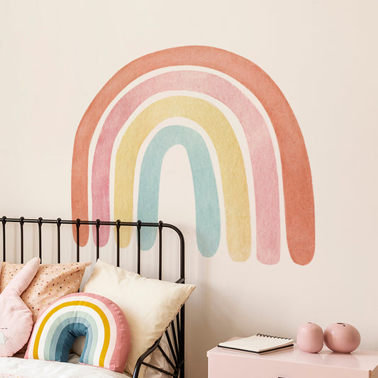Peel and Stick Large Boho PVC Watercolor Rainbow Wall Stickers