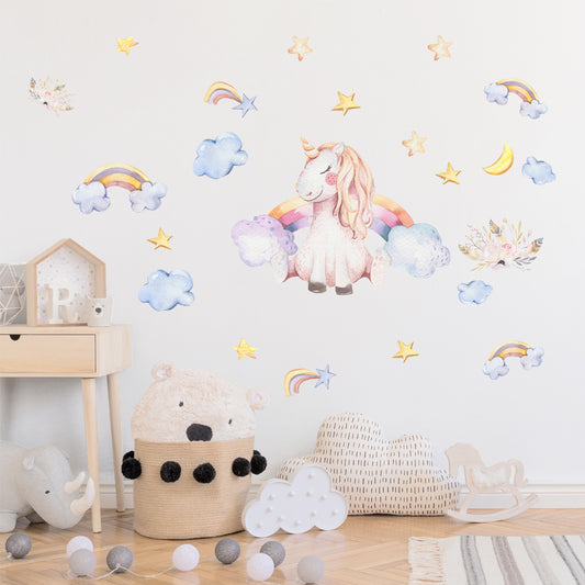 Peel and Stick Large PVC Smile Unicorn Sticker