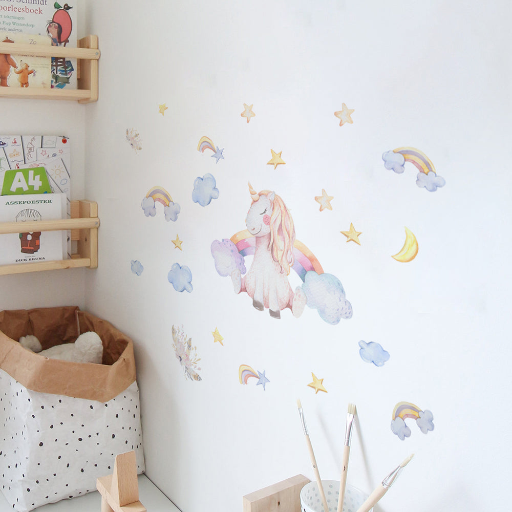 Peel and Stick Large PVC Smile Unicorn Sticker