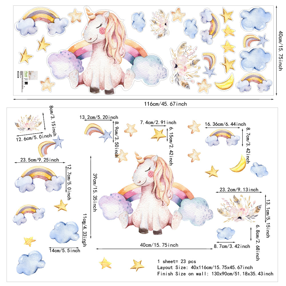 Peel and Stick Large PVC Smile Unicorn Sticker