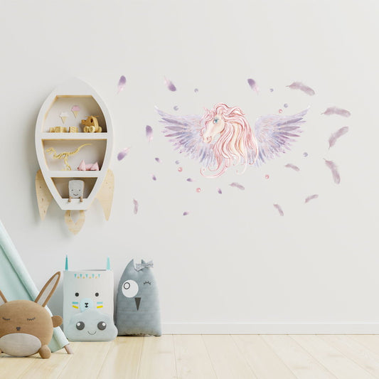 Peel and Stick Large PVC Wing of Unicorn Sticker