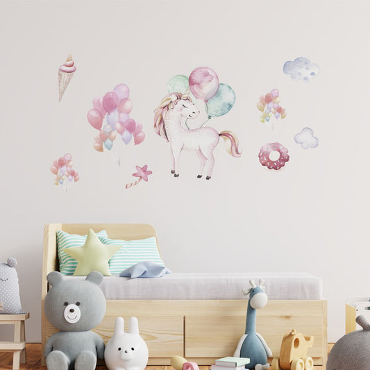 Peel and Stick Large PVC Party of Unicorn Sticker