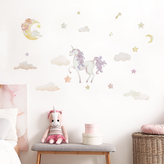 Peel and Stick Large PVC Unicorn Moon and Back Sticker