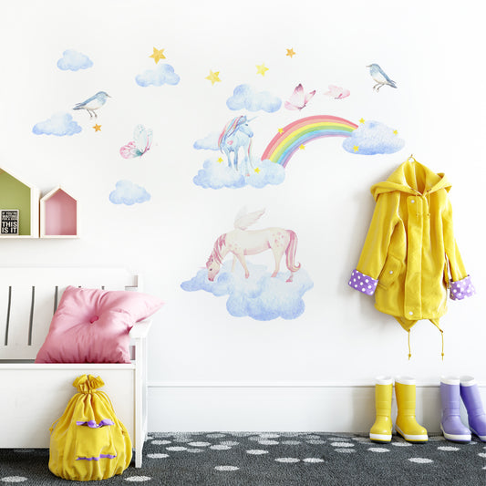 Peel and Stick Large PVC Unicorn above the Sky Sticker