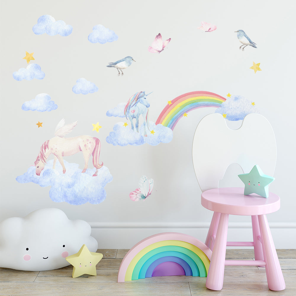 Peel and Stick Large PVC Unicorn above the Sky Sticker