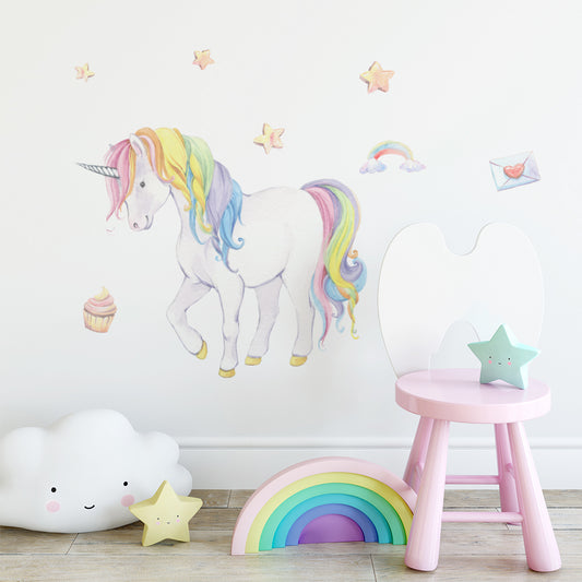 Peel and Stick Large PVC Rainbow Unicorn Sticker