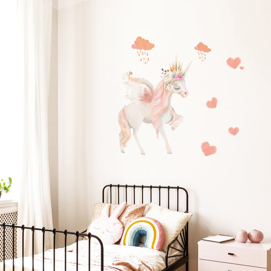 Peel and Stick Large PVC Pink Unicorn Sticker