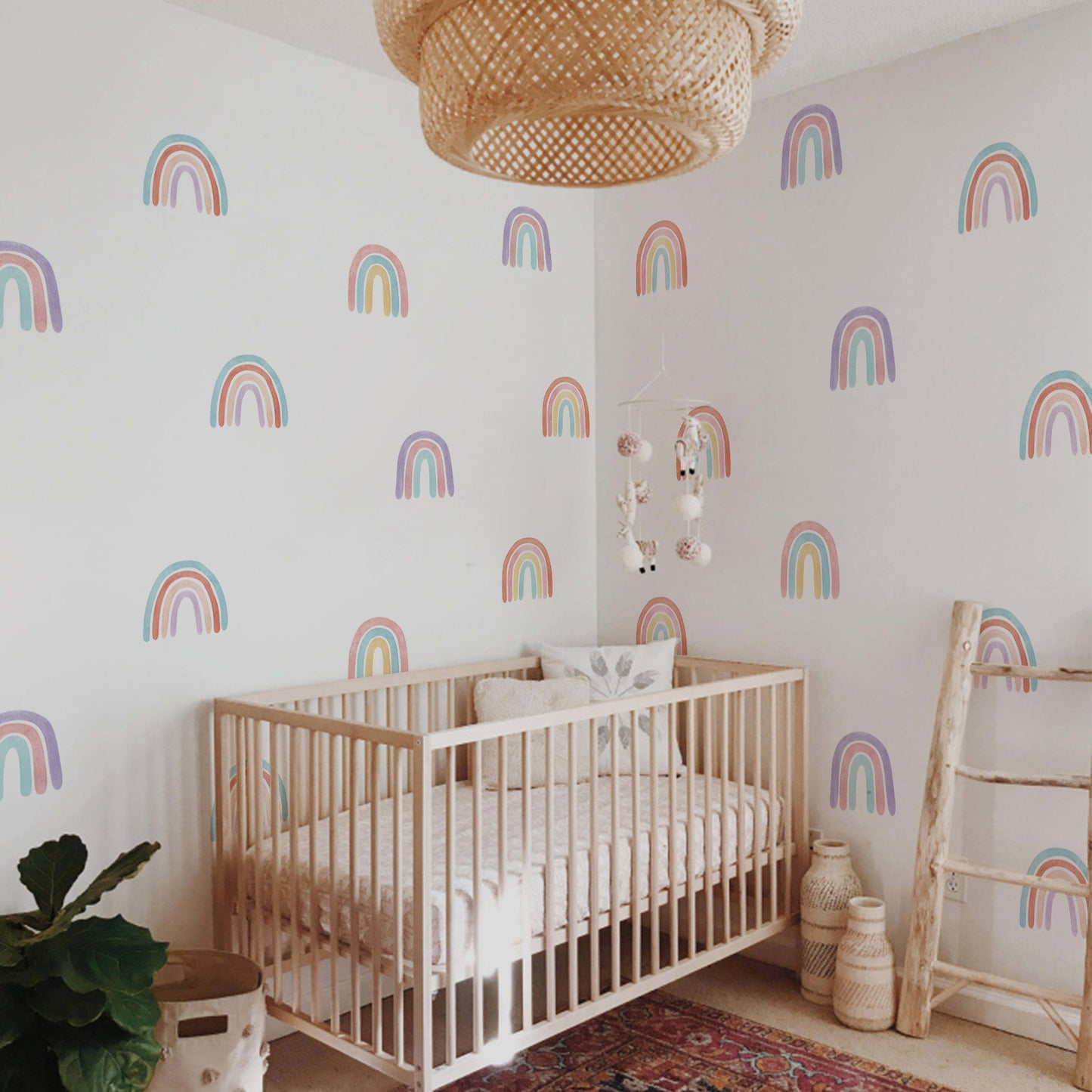 Peel and Stick PVC Watercolor Rainbow Wall Stickers