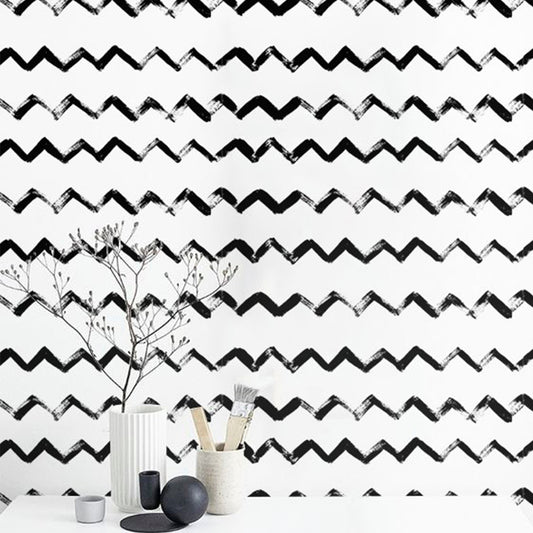 Peel and Stick PVC Small Geometric Black Wave Pattern Wall Decals