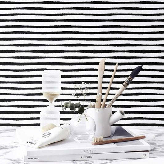 Peel and Stick PVC Small Geometric Black Wave Pattern Wall Decals