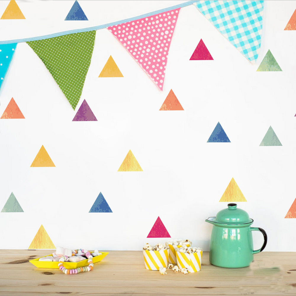 Peel and Stick PVC Small Geometric Colorful Triangle Pattern Wall Decals