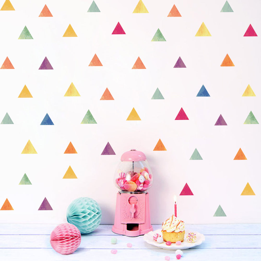 Peel and Stick PVC Small Geometric Colorful Triangle Pattern Wall Decals