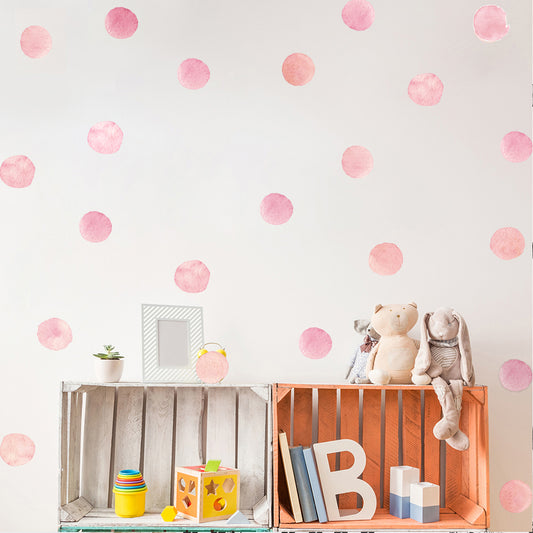 Peel and Stick PVC Small Geometric Pink Watercolor Dot Wall Decals