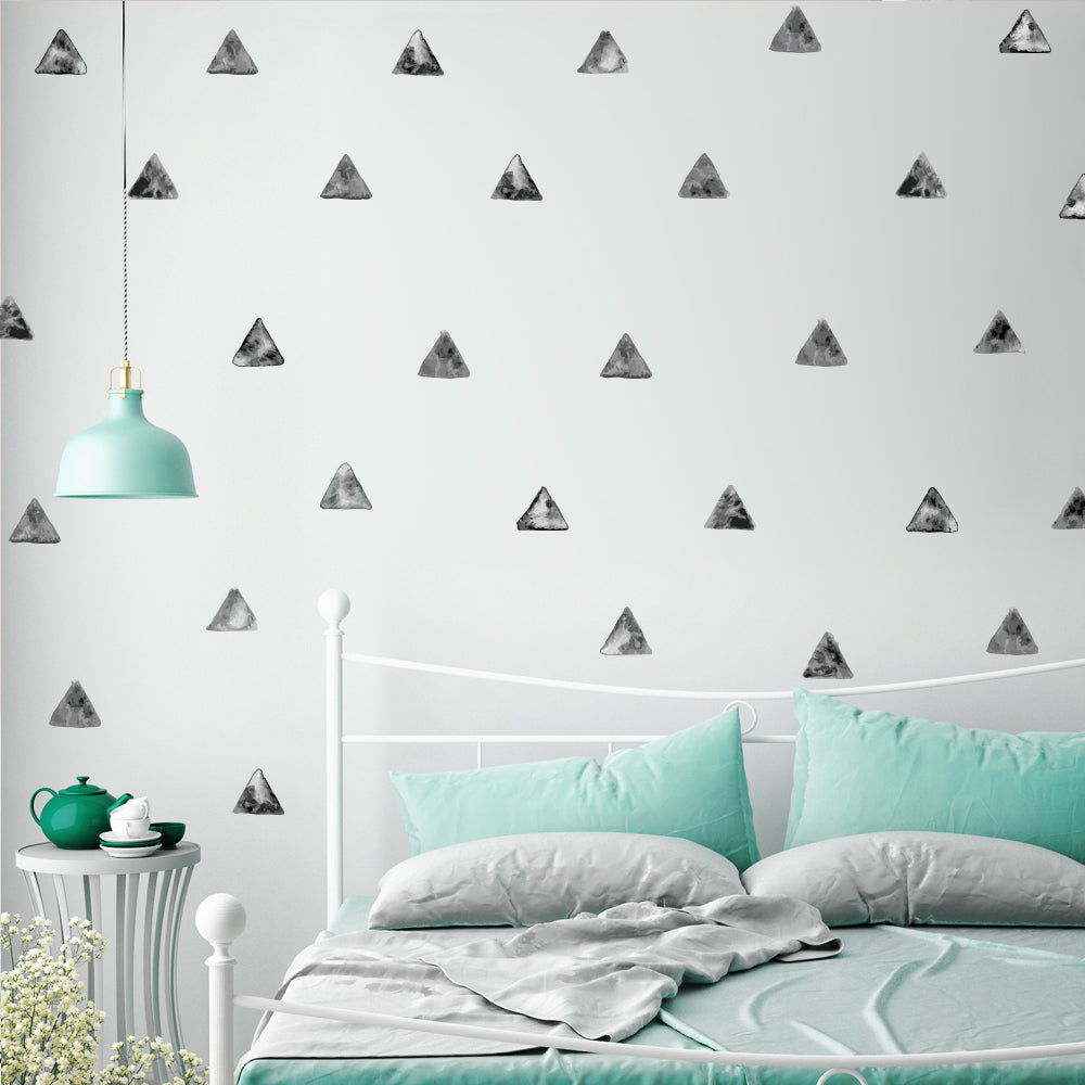 Peel and Stick PVC Small Geometric Black Watercolor Triangle Wall Decals