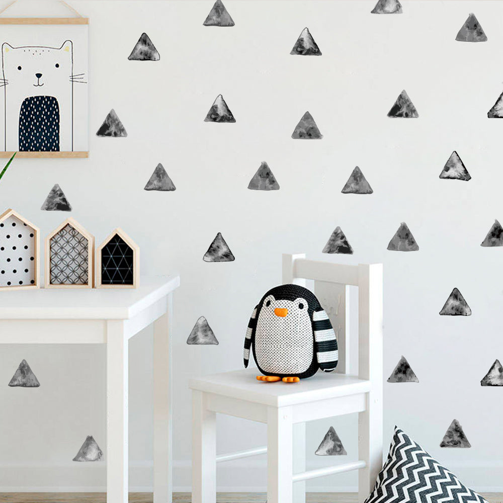 Peel and Stick PVC Small Geometric Black Watercolor Triangle Wall Decals