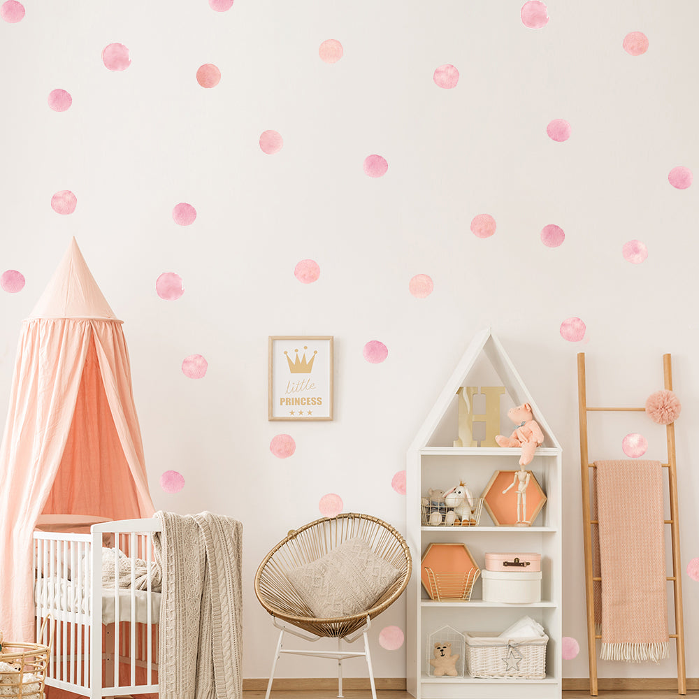 Peel and Stick PVC Small Geometric Pink Watercolor Dot Wall Decals