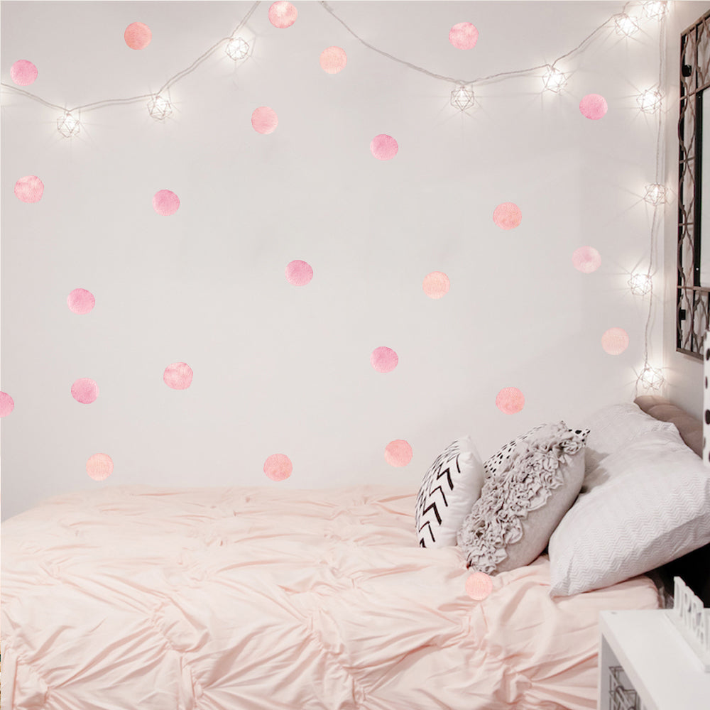 Peel and Stick PVC Small Geometric Pink Watercolor Dot Wall Decals