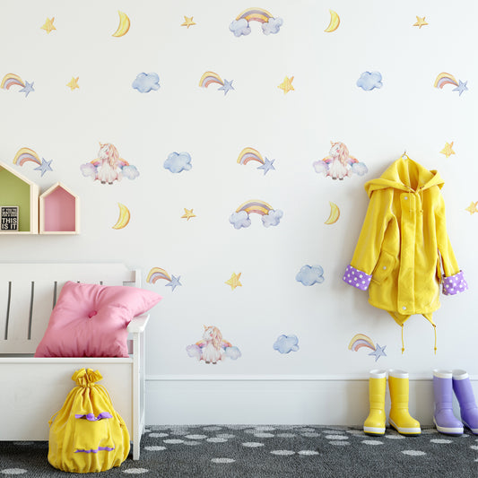Peel and Stick PVC Small Smile Unicorn Wall Stickers