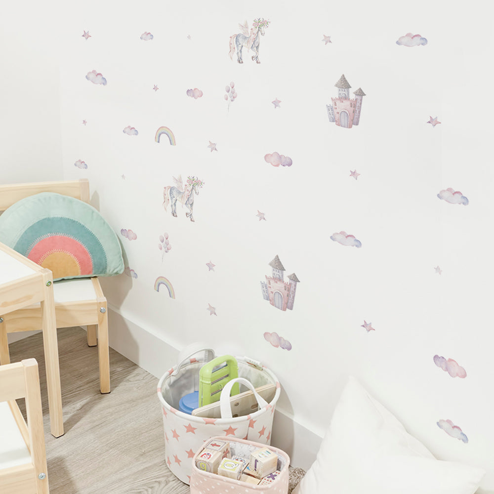 Peel and Stick PVC Small Unicorn Castle Wall Stickers