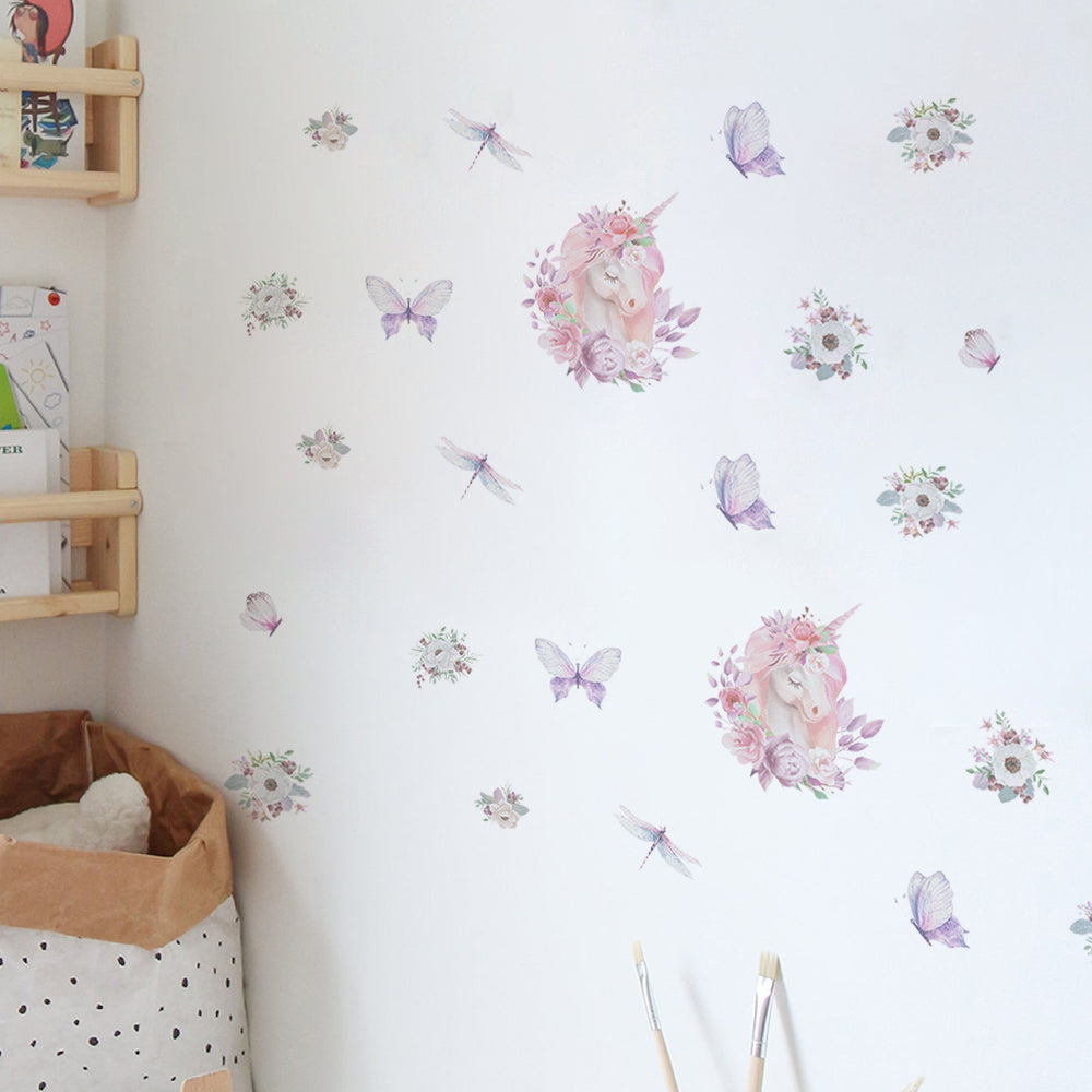 Peel and Stick PVC Small Secret Garden of Unicorne Wall Stickers