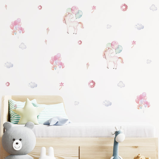 Peel and Stick PVC Small Party of Unicorn Wall Stickers