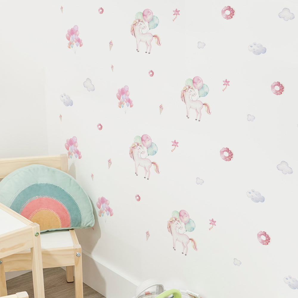 Peel and Stick PVC Small Party of Unicorn Wall Stickers