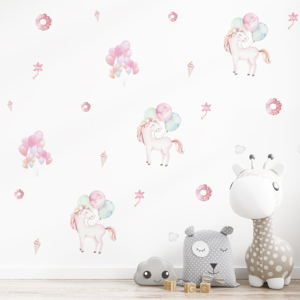 Peel and Stick PVC Small Party of Unicorn Wall Stickers