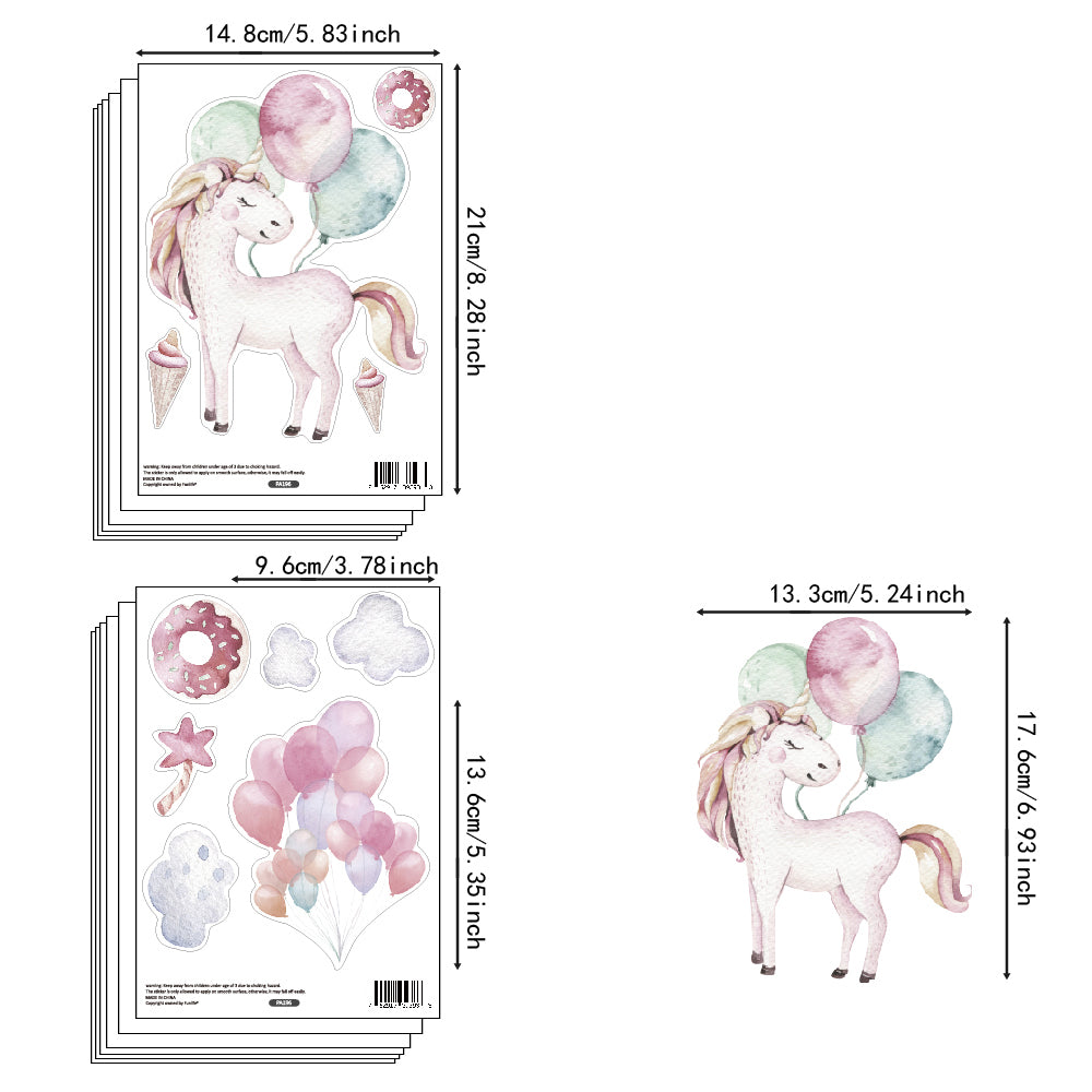 Peel and Stick PVC Small Party of Unicorn Wall Stickers