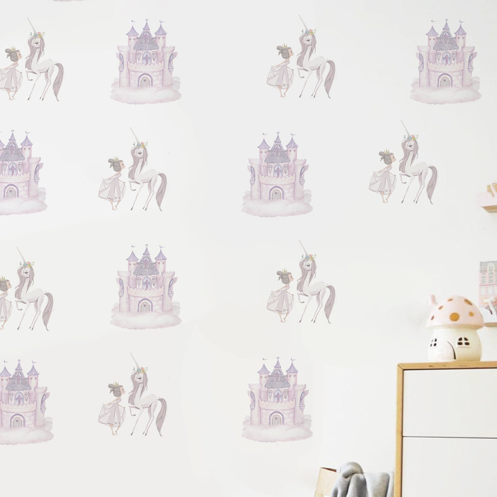 Peel and Stick PVC Small Princess and Unicorn Wall Stickers