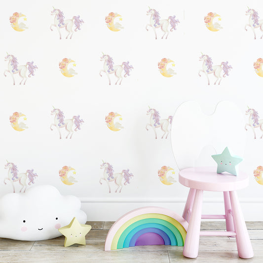 Peel and Stick PVC Small Unicorn Moon and Back Wall Stickers