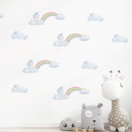 Peel and Stick PVC Small Unicorn Among Clouds Wall Stickers